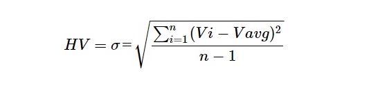 ヒストリカルボラティリティの計算式（標準偏差）